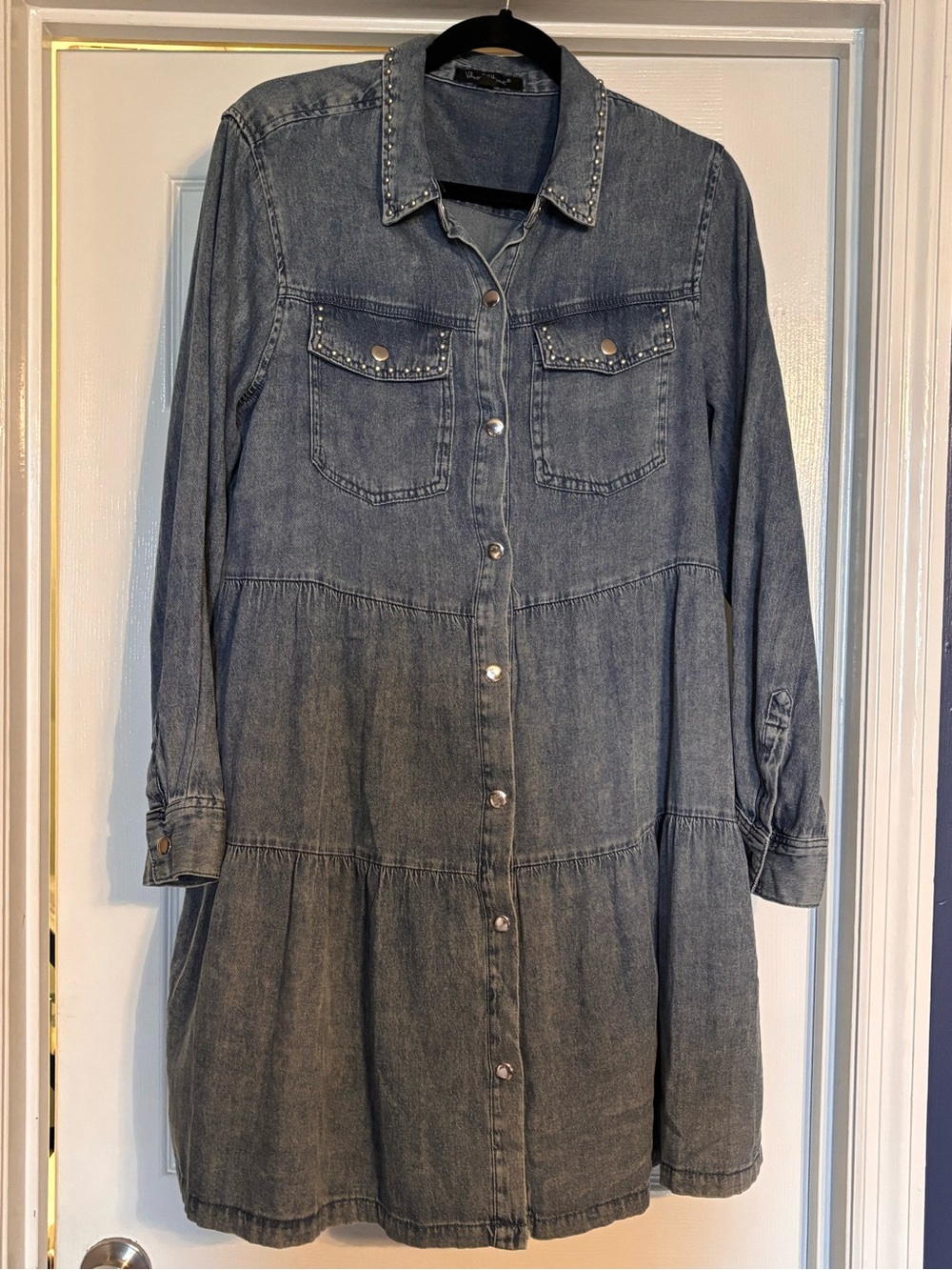 💙Velvet Heart💙 Denim Shirt Dress with Stud Detail